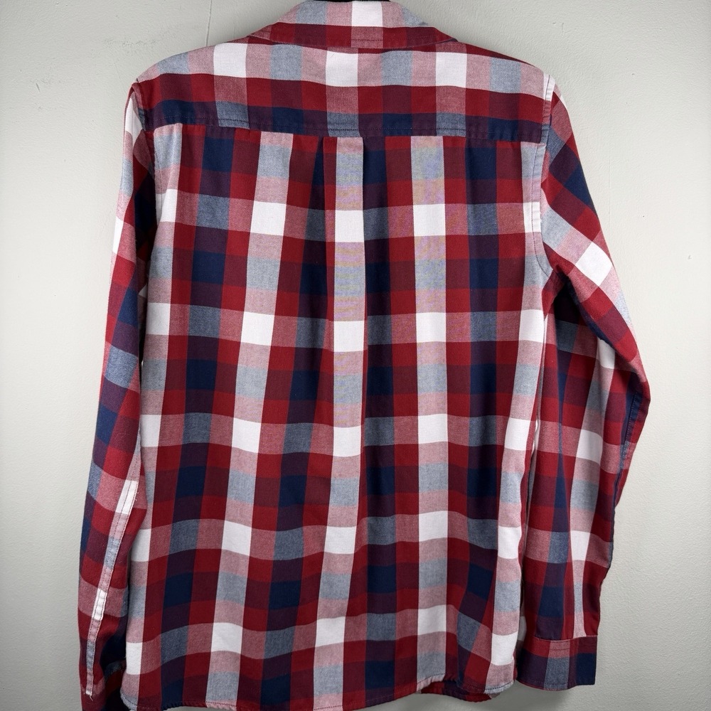 Us Polo Asso Shirt Boys Size 18 Red Blue Plaid Flannel Classic Fit Pocket Preppy - Picture 9 of 11